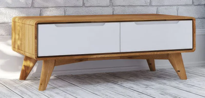 TV Cabinet Timaru 21 | Oiled Wild Oak & White | Semi-Solid | 33 x 90 x 40 cm | Premium Design