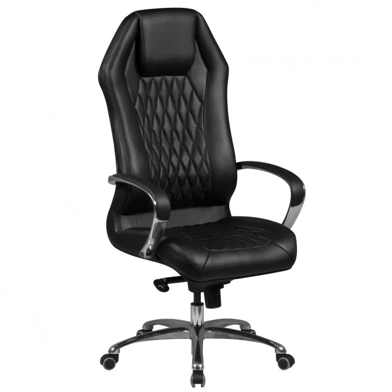 Executive Chair Apolo 64 Black/Chrome | Genuine Leather | High Backrest | Ergonomic | Premium Design
