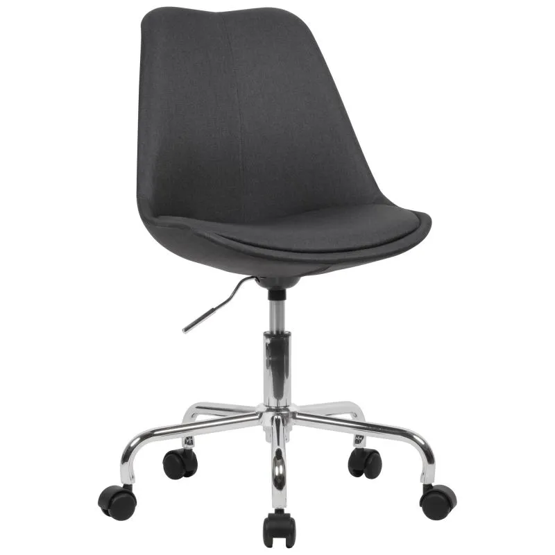 Apolo 113 Shell Chair with Castors | Black/Chrome | Soft Upholstered Cover | Adjustable Height | Modern Swivel Design