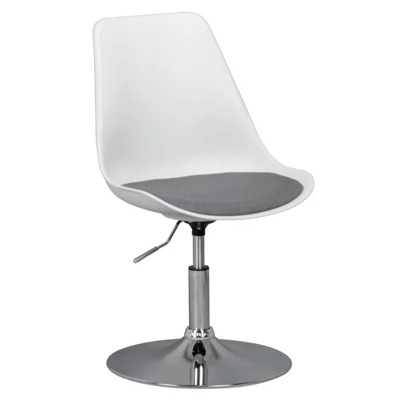 Apolo 130 Designer Swivel Chair | White/Grey/Chrome | 360° Rotatable Seat | Height Adjustable