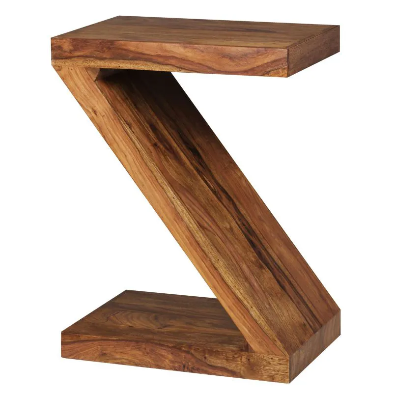 Z-Shaped Side Table Apolo 178 | Solid Sheesham Wood | 59 x 30 x 44 cm | Modern Storage