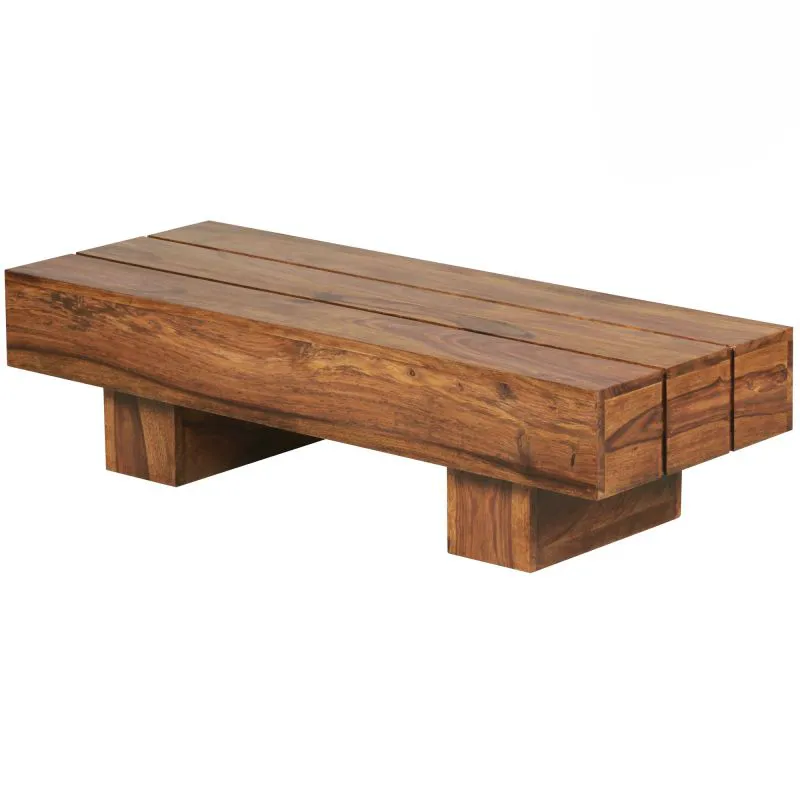 Sheesham Solid Wood Coffee Table Apolo 192 | Handmade Unique Piece | 30 x 45 x 120 cm | Modern Slatted Design