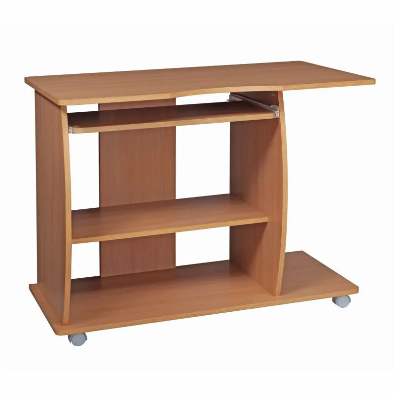 Apolo 193 Computer Desk on Castors | Beech Color | 90 x 48 x 94 cm | Keyboard Drawer | Mobile & Space-Saving