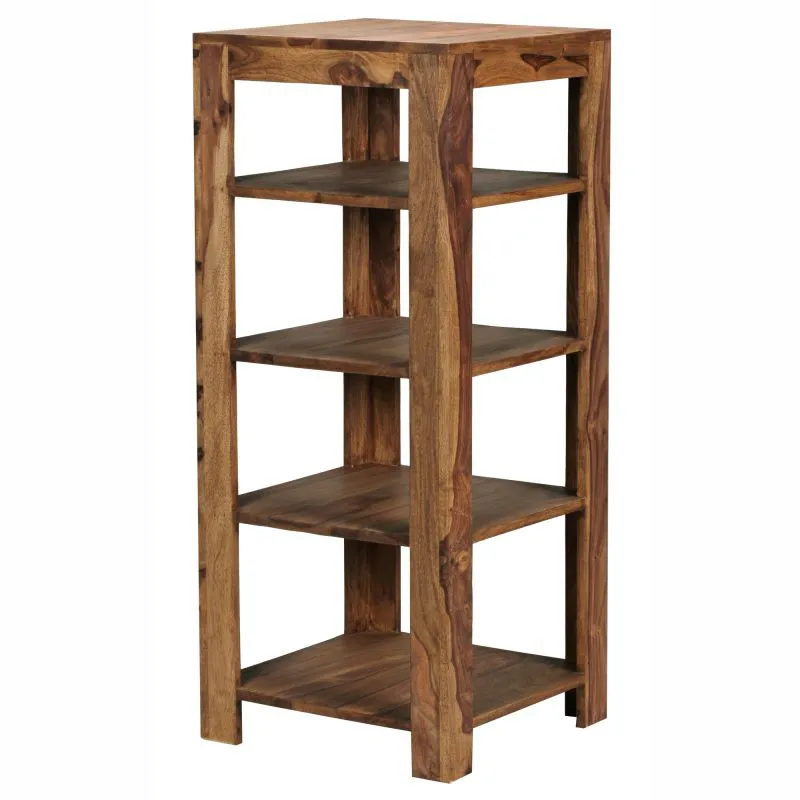 Small Sheesham Solid Wood Shelf | 4 Compartments | 105 x 44 x 44 cm | Assembled | Handmade