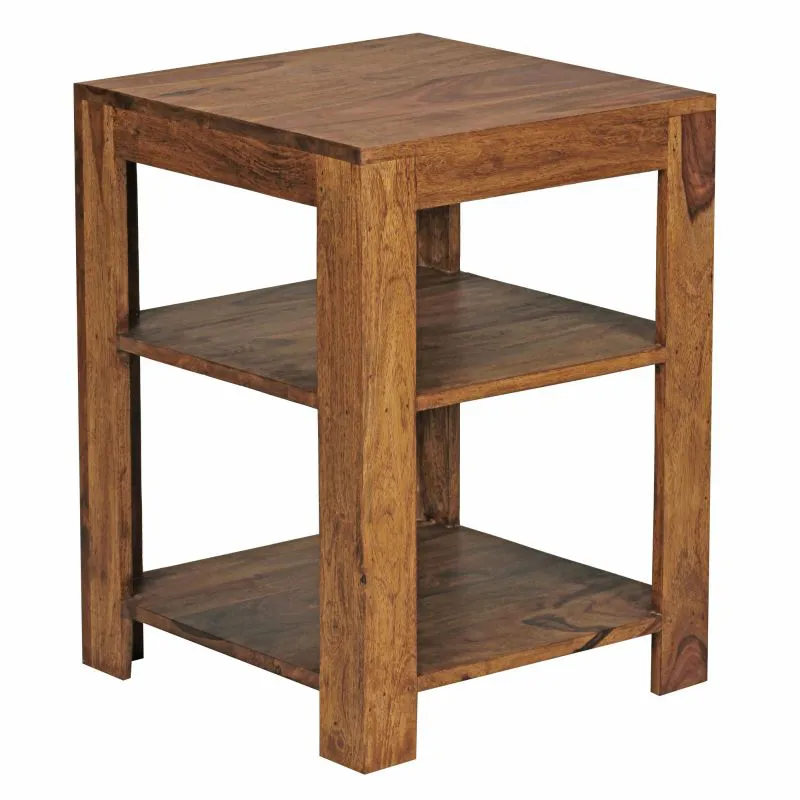 Very Small Solid Sheesham Wood Shelf | 2 Compartments | 60 x 44 x 44 cm | Handmade Design