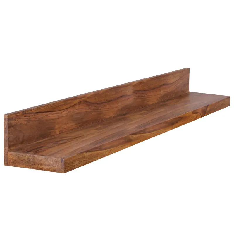 Long Sheesham Solid Wood Wall Shelf | 140 cm Wide | Unique Handcrafted Grain | Warm Sheesham Finish
