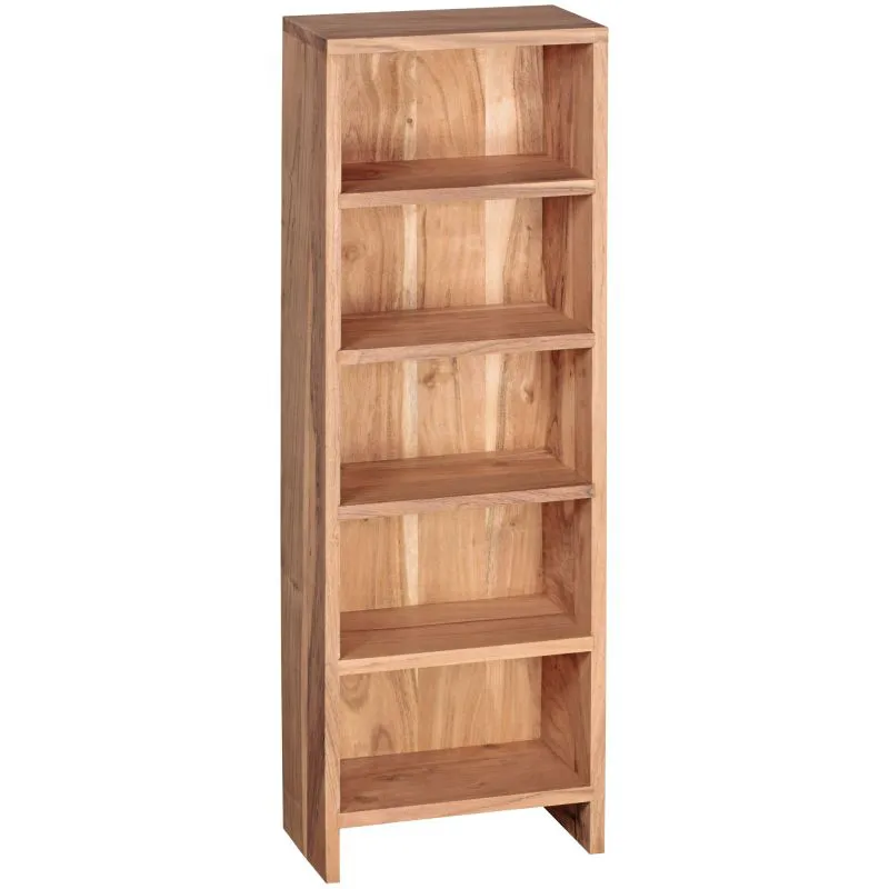 CD Shelf for Approx. 100 CDs | Sheesham Finish | Unique Wood Grain | 90 x 30 x 17 cm | 5 Compartments | Solid Acacia