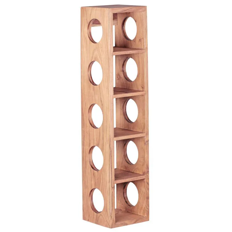 Wine Rack for 5 Bottles | Solid Acacia Wood | Unique Handmade Design | 70 x 15 x 15 cm | Brown
