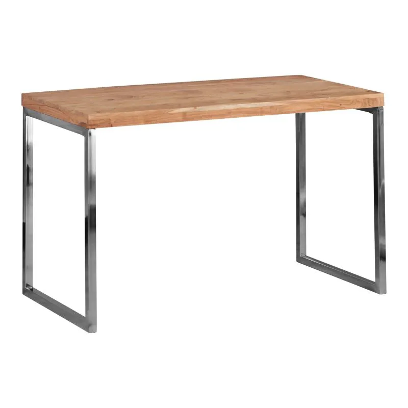 Handmade Work Table | Solid Acacia Wood & Chrome Frame | 76 x 60 x 120 cm | Versatile Desk