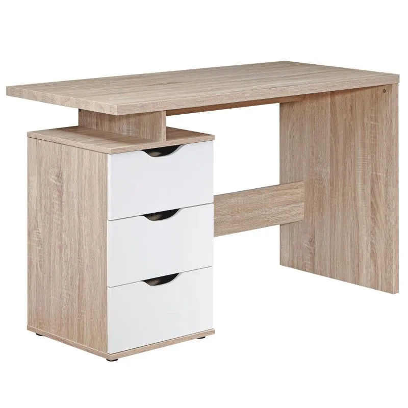 Practical Desk Sonoma Oak / White | 76 x 53 x 120 cm | Ample Storage | Modern Design