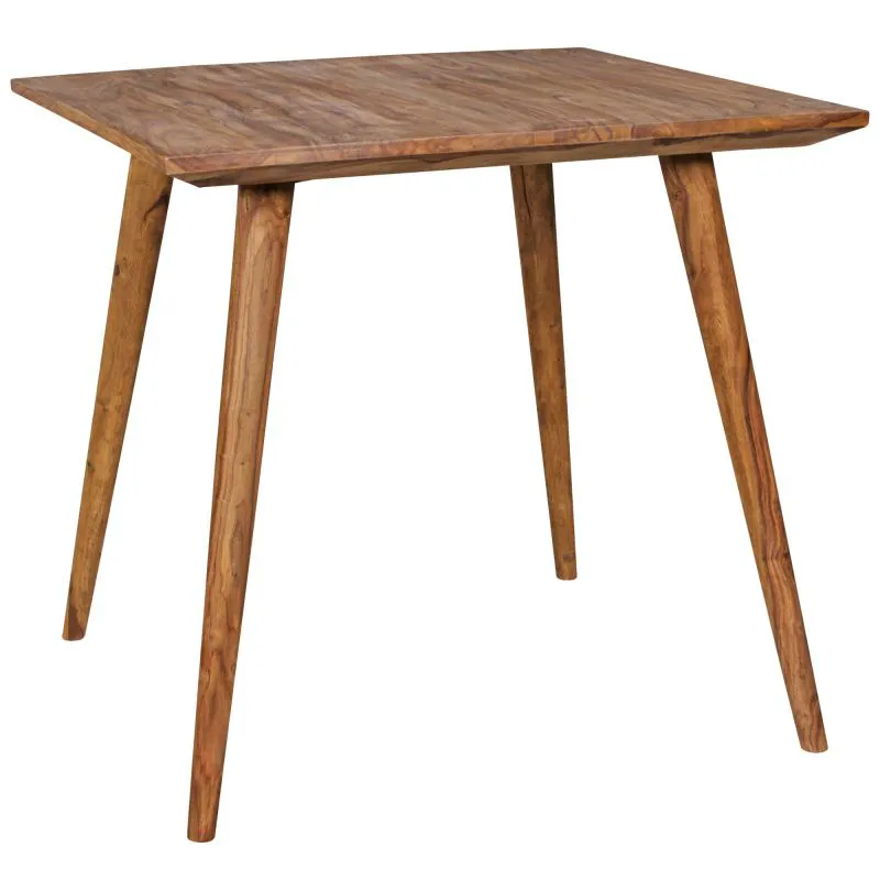 Square Sheesham Solid Wood Table | 80 x 80 cm | Unique Grain | Retro Country House Style