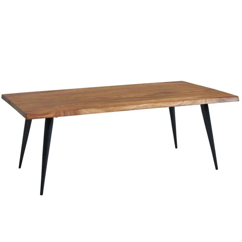 Sheesham Solid Wood Living Room Table | 110 x 60 x 40 cm | Modern Design | Brown & Black
