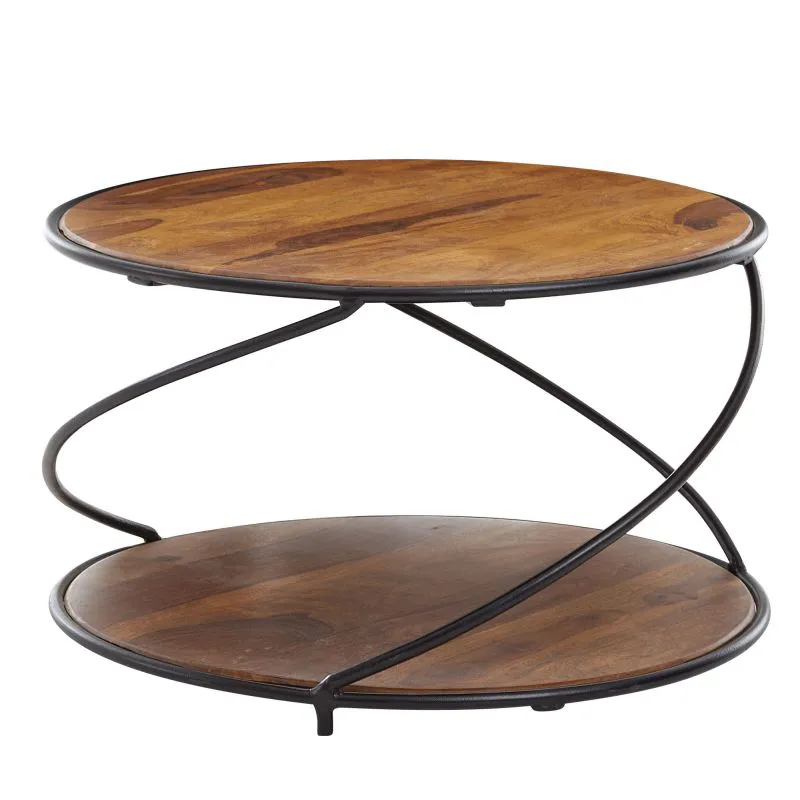 Round living room table made of sheesham solid wood, color: sheesham - Dimensions: 58 x 58 x 35 cm (W x D x H)