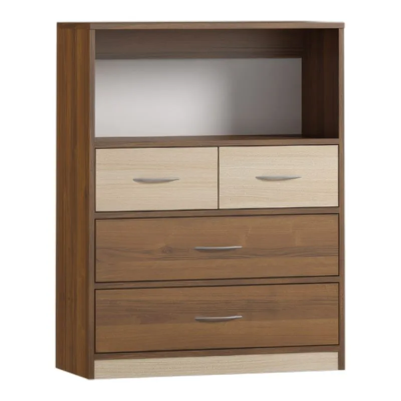 Chest of Drawers Pasuruan 14 | Walnut / Maple Finish | 110 x 85 x 37 cm | Modern Storage