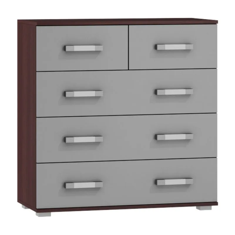 Chest of Drawers Tabubil 03 | Wenge/Grey | 92 x 90 x 41 cm | 5 Drawers | Modern Storage Solution