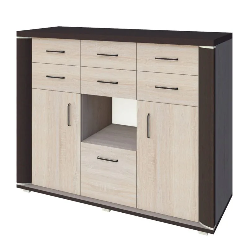 Chest of Drawers Aitape 46 | Dark Sonoma Oak / Light Sonoma Oak | 105 x 130 x 40 cm | Modern Storage