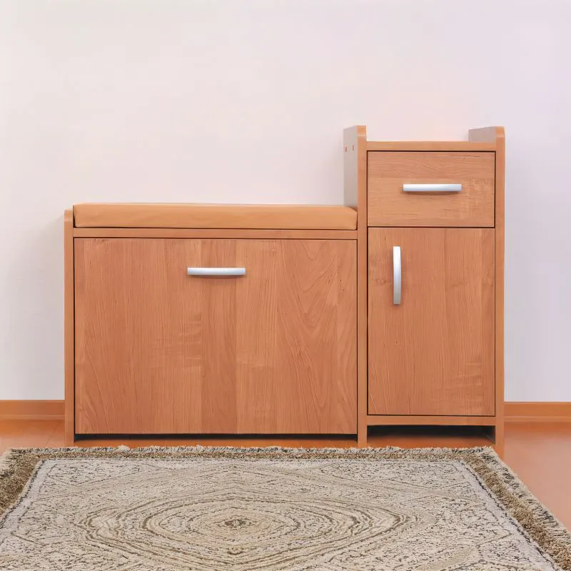 Bench with Storage | Shoe Cabinet Pamanukan 21 | Alder Finish | 87 x 90 x 31 cm | Modern Design