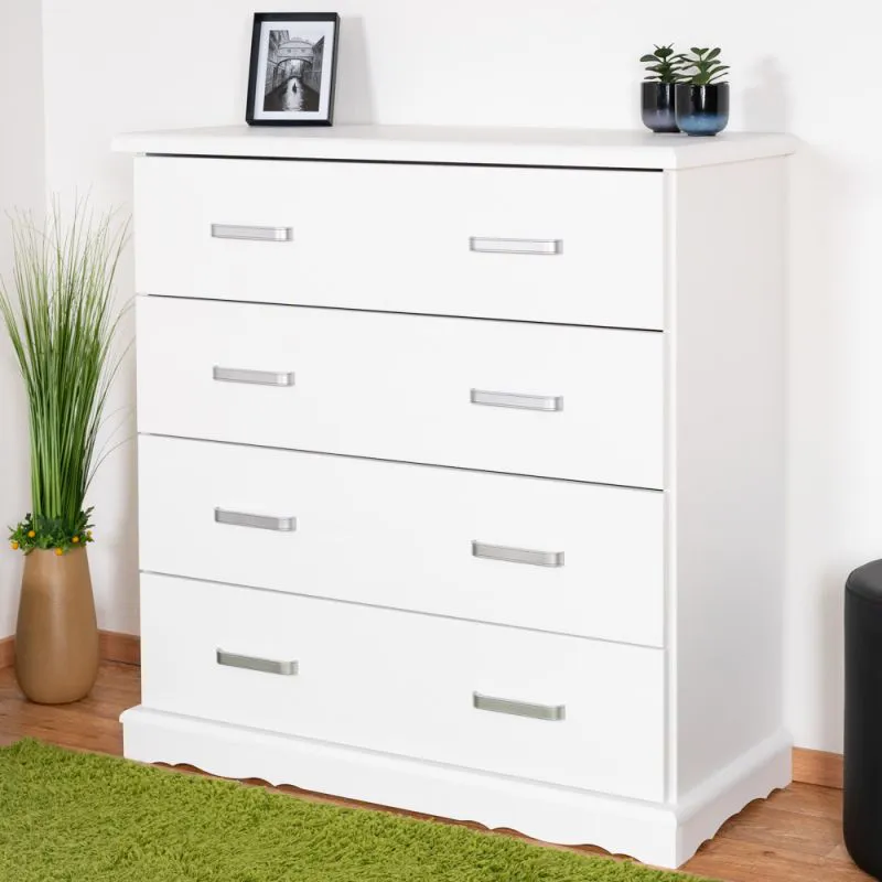 White Pine Chest of Drawers Buteo 09 | Solid Wood | 106 x 100 x 40 cm | 4 Large Drawers | Modern Design