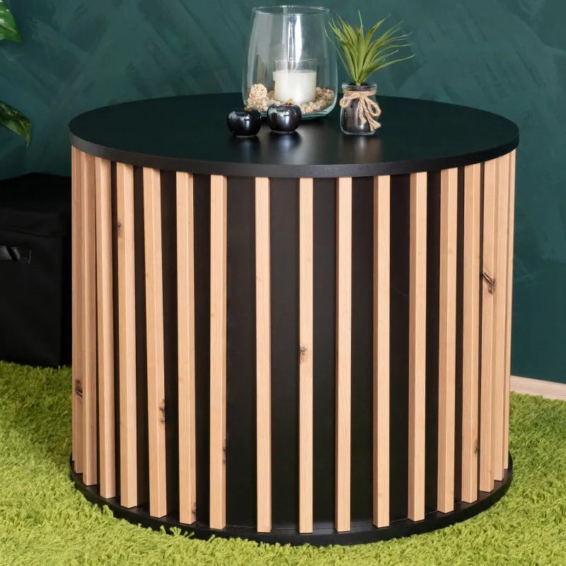 Cikarang 10 Coffee Table | Black / Oak | 68 x 68 x 54 cm | Modern Design | Ample Storage