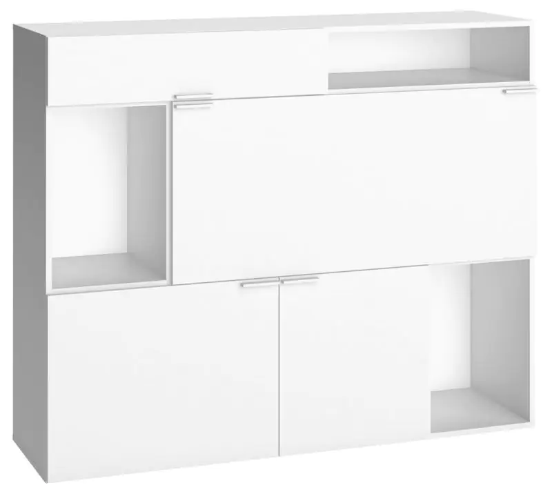 Chest of drawers Minnea 19, Colour: White - Measurements: 118 x 145 x 42 cm (h x w x d)