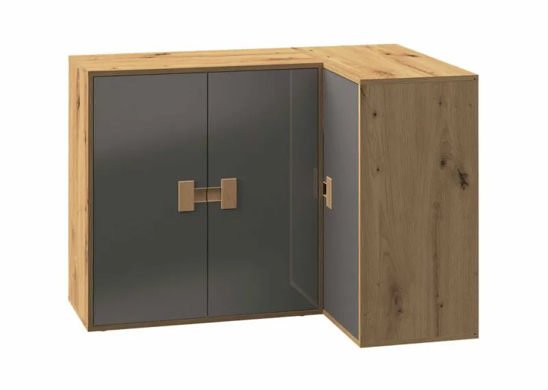 Corner Chest of Drawers for Youth Room | Garian 09 | Oak / Grey | 86 x 120 x 81cm | Modern Storage Solution