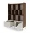 Shelf | color: cashmere / Alba walnut | bookcase | 1 revolving door | 1 drawer | 10 compartments | 113 x 42 x 160 cm | push-to-open function