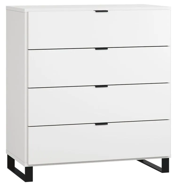 Chiflero 32 Chest of Drawers | White | 100 x 90 x 47 cm | Soft Touch Finish | LED Lighting | 4 Drawers