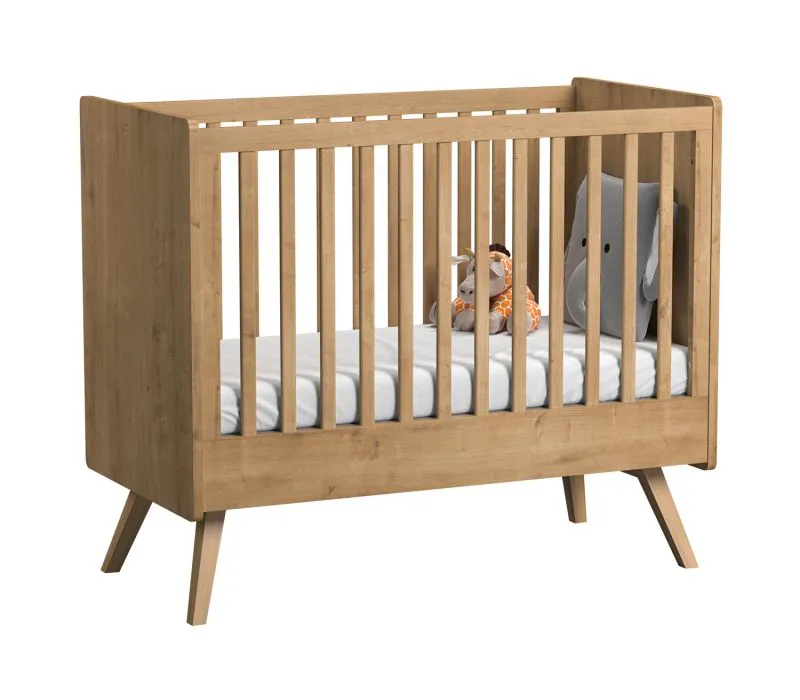 Modern Baby Crib Aleksander 21 | Oak Finish | 60 x 120 cm Lying Surface | Simple Modern Design