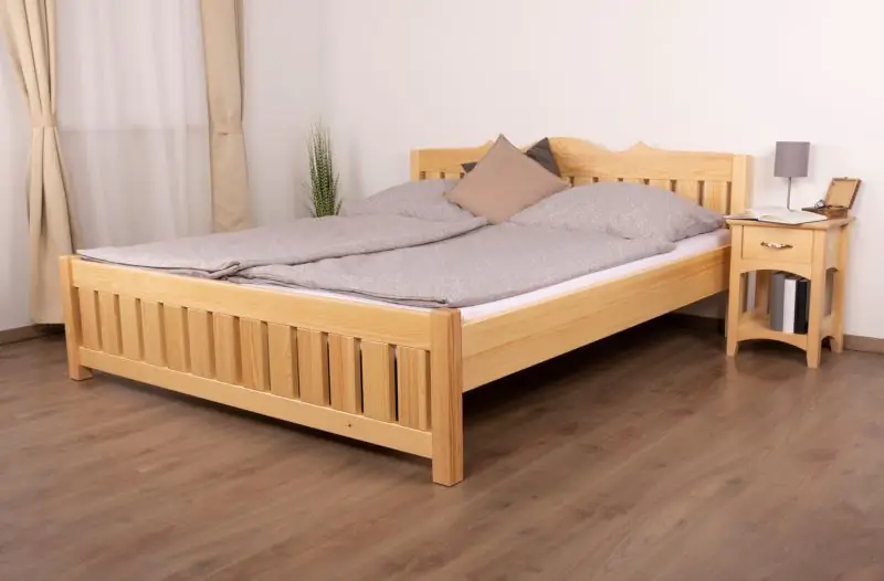 Double bed solid pine wood, Natural Turakos 90 - Measurements 180 x 200 cm