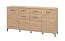 Long Sideboard with Four Doors Sabas 13 | Artisan Oak Finish | Two Drawers | Eight Compartments | 90 x 182.5 x 40 cm | Black Handles & Legs
