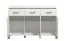 Light Sideboard Sabas 11 | White with Black Handles & Legs | 3 Drawers | 6 Compartments | 90 x 138 x 40 cm | Living Room Storage