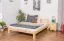 Double bed / guest bed solid pine wood natural A5, incl. slatted frame - dimensions 160 x 200 cm