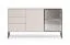 Sideboard | cashmere | incl. LED lighting | 3 drawers | push-to-open function | 160 x 40 x 86 cm | 4 compartments | chest of drawers | 1 glass door with aluminum frame