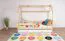 Children's House Bed | Solid Pine Wood | Natural Finish | White Drawer | Slatted Frame | 80 x 160 cm