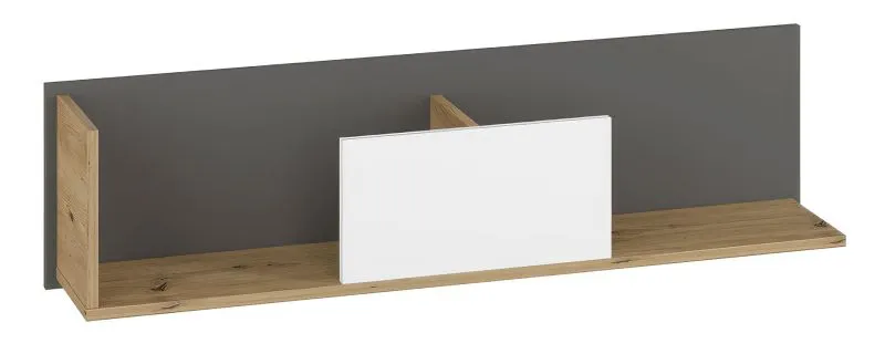 Children's Wall Shelf Sallingsund 10 | Oak/White/Anthracite | 30 x 120 x 22 cm | Modern Suspended Rack