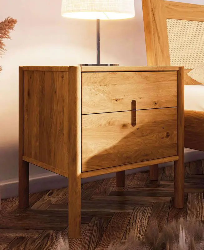 Bedside table Wellsford 04 solid oiled Wild Oak - Measurements: 64 x 60 x 36 cm (H x W x D)