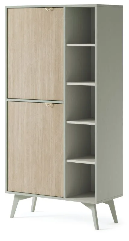 Modern Shelf Unit Crewe 05 | Eucalyptus & Oak Finish | 160 x 80 x 38 cm | Ample Storage | Laminated Surface