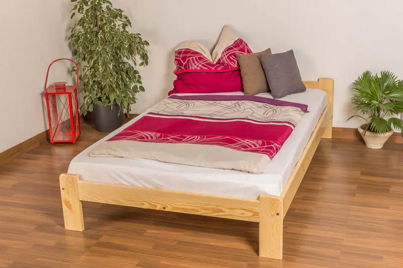 Futon bed/bed solid pine wood natural A8, including slats - Dimensions: 120 x 200 cm