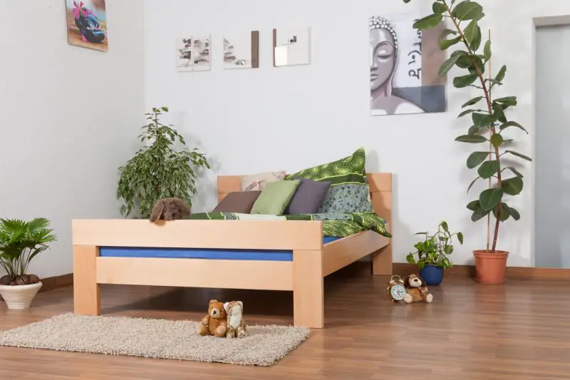 Kid bed "Easy Premium Line" K6, 140 x 200 cm solid beech wood nature