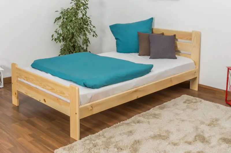 Children's bed / Youth bed solid, natural pine wood A23, includes slatted frame - Dimensions 120 x 200 cm 