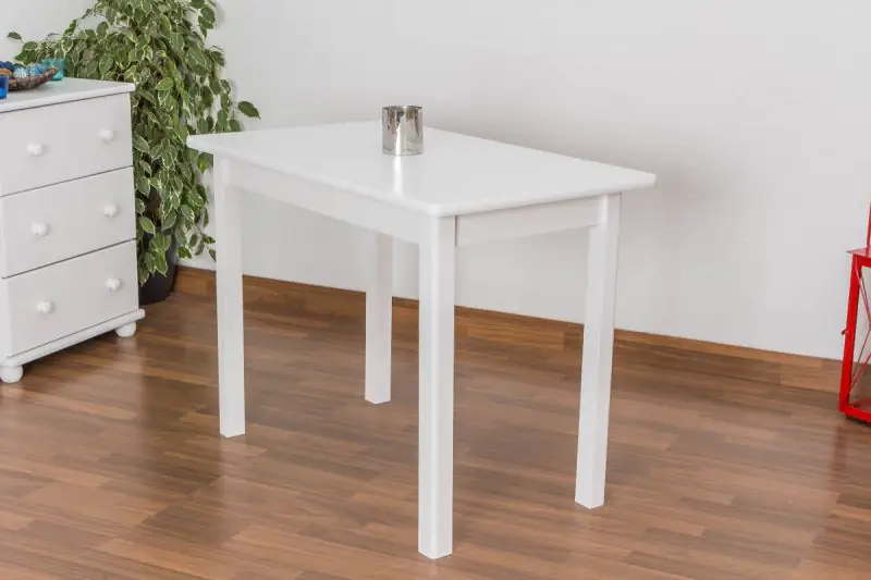 Dining Table Junco 227B, solid pine wood, white finish - H75 x W60 x L100 cm