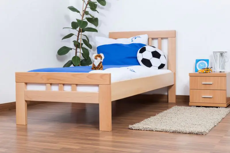 Children's bed / Youth bed "Easy Premium Line" K8, solid beech wood, clearly varnished