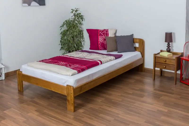 Single bed / Day bed solid pine wood oak colored A5, including slatted frame- Measurements120 x 200 cm 