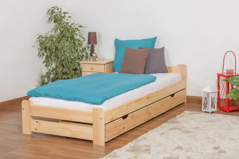 Futon bed/solid wood bed, pine solid wood natural A9, incl. slatted - Size: 90 x 200 cm 