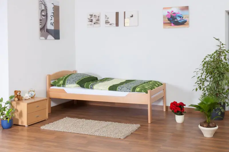 Single bed "Easy Premium Line" K1/2n, solid beech wood, clearly varnished - 90 x 200 cm
