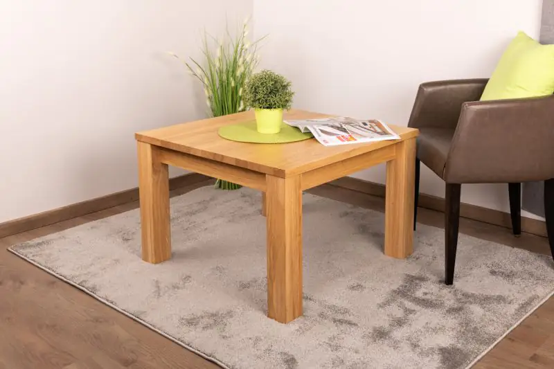 Coffee table Pirol 120, solid oak, Natural - Measurements 50 x 75 x 75 cm (H x W x D)