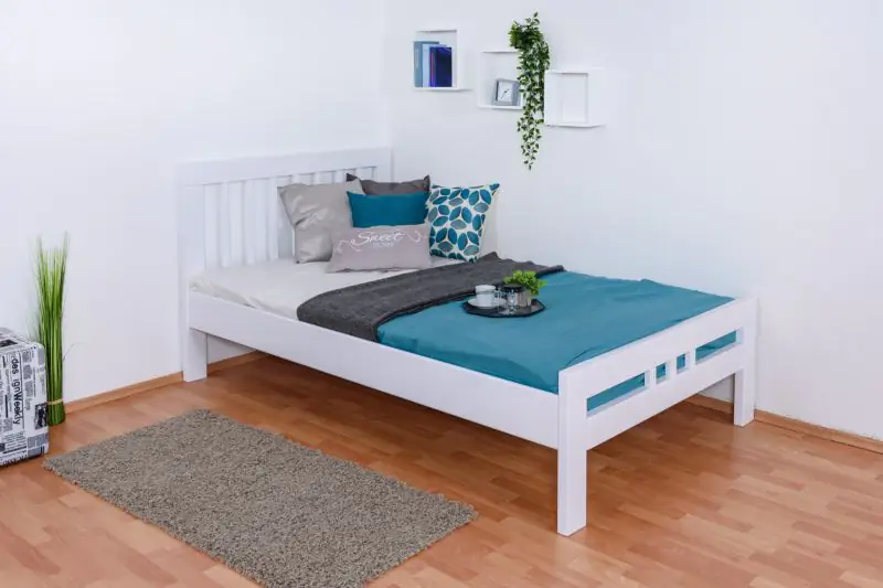 Single / guest bed ' Easy Premium Line ® ' K8, 120 x 200 cm Beech solid wood white lacquered