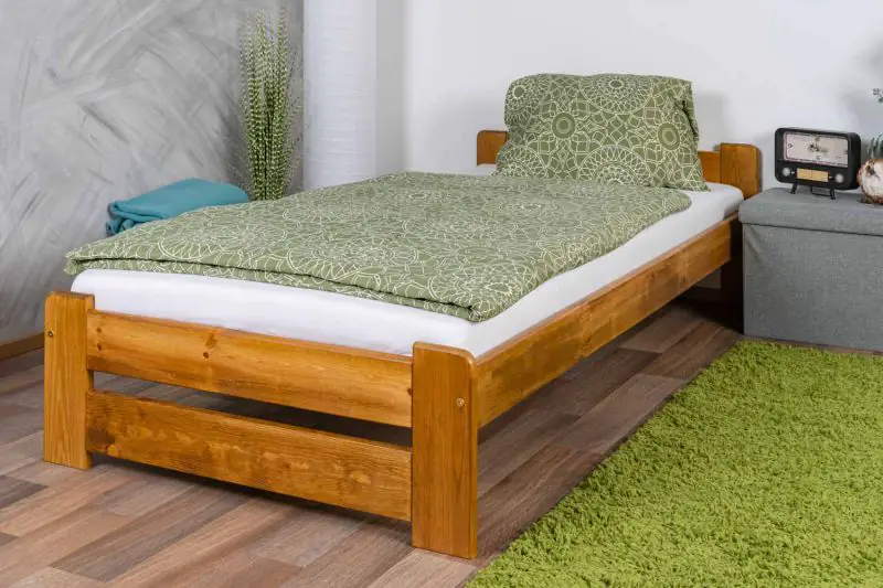 Children's bed / Youth bed A9, solid pine wood, oak finish, incl. slats - 90 x 200 cm