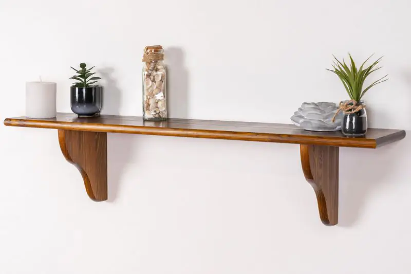 Wall shelf 005, solid pine wood, oak finish - H24 x W100 x D20 cm