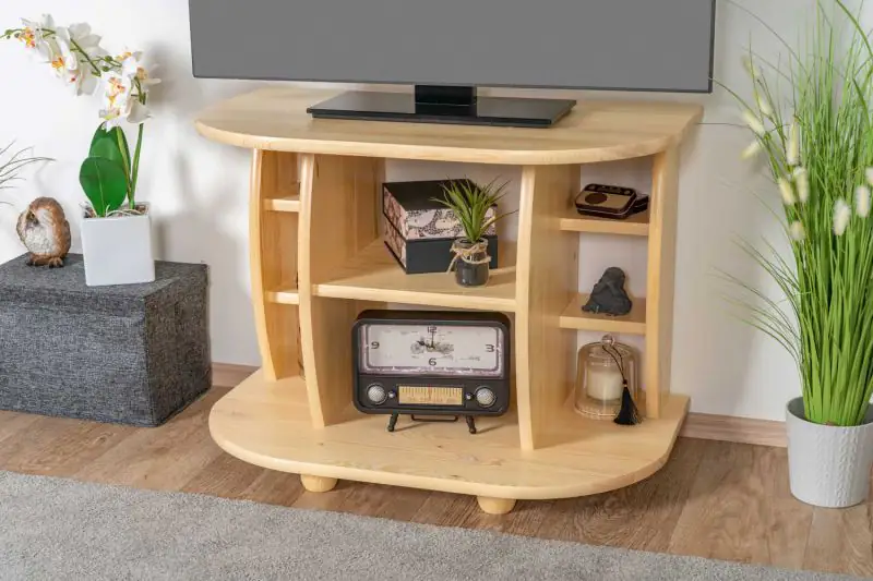 TV cabinet solid, natural pine wood Junco 205 - Dimensions 59 x 80 x 48 cm